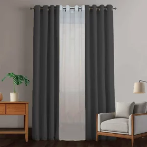 پرده اتاق خواب و پذیرایی برند دکوران از جنس مخمل رنگ مشکی با ارتفاع 280 و عرض 140 سانتی‌متر مدل پرده آماده مخمل کالیفرنیا پانچی کد 100178